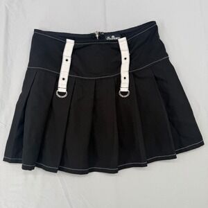 Royal Bones Daang Goodman Black Pleated Mini Skirt Grommet D-Ring Punk Goth L